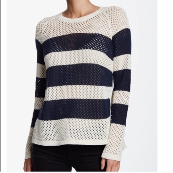 Pam & Gela Sweaters - Pam + Gela Navy Cream Stripe Sweater